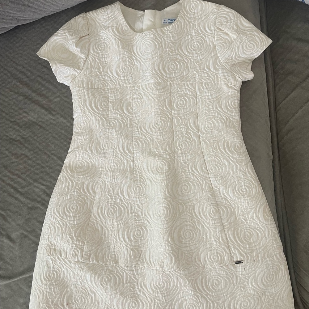 Mayoral white and cream A-line dress